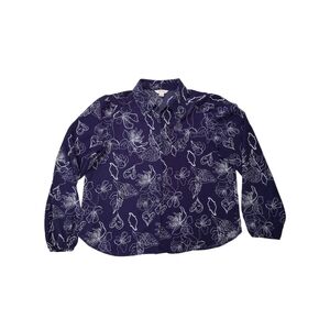 Joe Fresh Blue and White Patterned Blouse